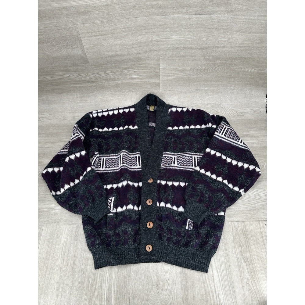 Andes Alpaca Wool Cardigan Sweater Multicolor Unisex Adult White Purple Gray